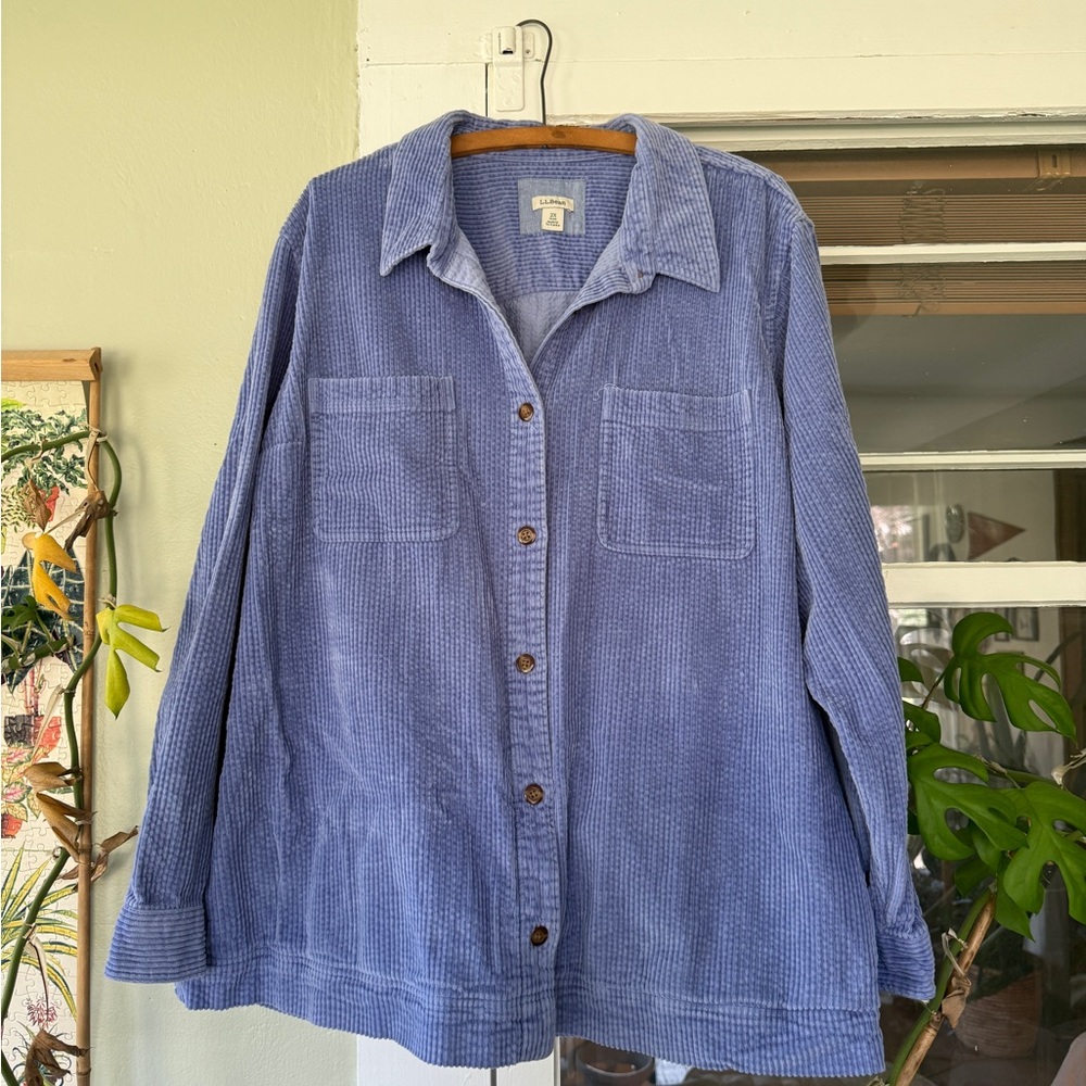 L.L. Bean Light Blue Women's Comfort Corduroy Relaxed Shirt
